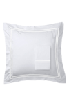 Melange Home White Double Stripe Embroidered 600 Thread Count 100% Cotton 26" Square Pillow Sham In White