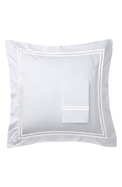 Melange Home White Double Stripe Embroidered 600 Thread Count 100% Cotton 26" Square Pillow Sham