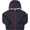 MONCLER BLUE ANTON JACKET FOR BABYKIDS WITH PATCH LOGO