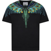 MARCELO BURLON COUNTY OF MILAN BLACK T-SHIRT FOR KIDS WITH ICONIC WINGS