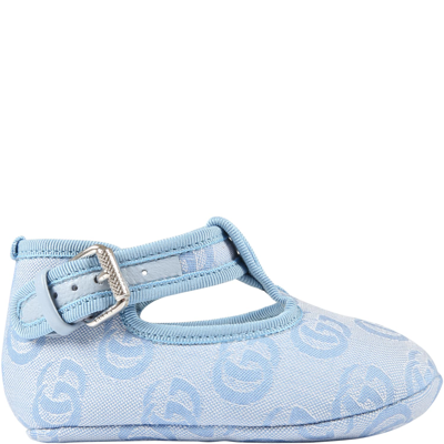 Gucci Light-blue Shoes For Baby Boy In Light Blue