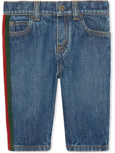 Gucci Babies' Blue Web Denim Jeans