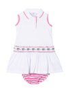 Chiara Ferragni White And Pink Cotton Dress With Logo In Bianco+fandango