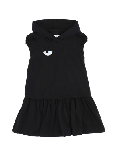 Chiara Ferragni Kids' Black Dress With Application