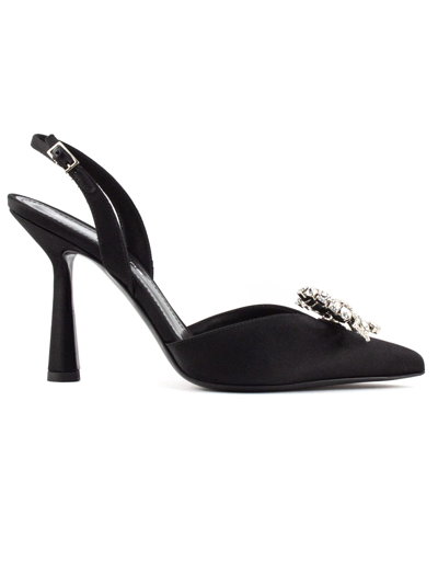 Aldo Castagna Black Satin Adele Pumps