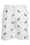 Gcds Allover Logo Regular Cotton Shorts In Bianco