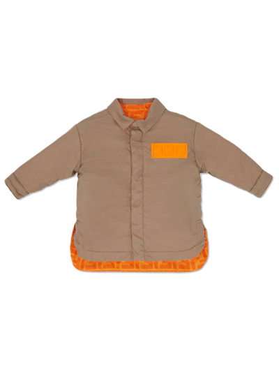 Fendi Babies' Biscuit Jacket With Orange Logo Inserts