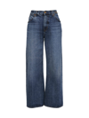 Chloé Blue High Waisted Jeans With Wide Leg And Logo Patch On The Rear In Denim Woman In D Denim