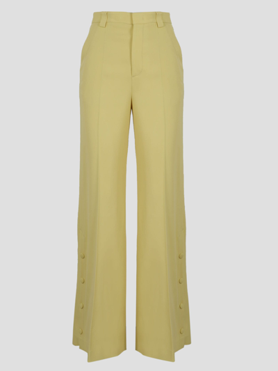 Red Valentino Yellow Palazzo Trousers With Buttoning Detailing