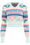 Golden Goose Patterned Knit Cropped Jumper In Multicolor (white)