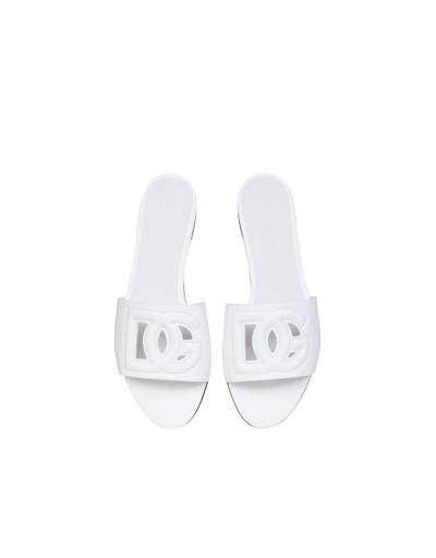 Dolce & Gabbana Slide Sandals With Logo In White