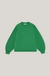 Ganni Software Isoli Puff Sleeve Sweatshirt Kelly Green Size L