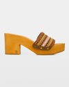 Veronica Beard Hannalee Woven Leather Block-heel Sandals In Brown Multi