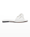 Santoni Leather Slide Sandals With Knot In White