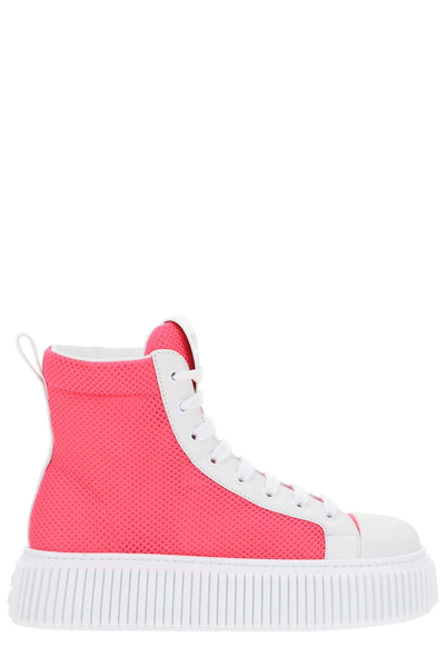 Miu Miu Sneakers In Rosa Fluo+bianco