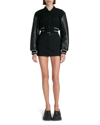 Givenchy Cropped Embroidered Wool-blend Fleece And Leather Bomber Jacket In Black/white
