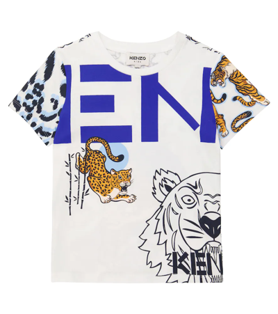 Kenzo Kids' Multi Icons Graphic-print Cotton T-shirt 4-14 Years In Cream