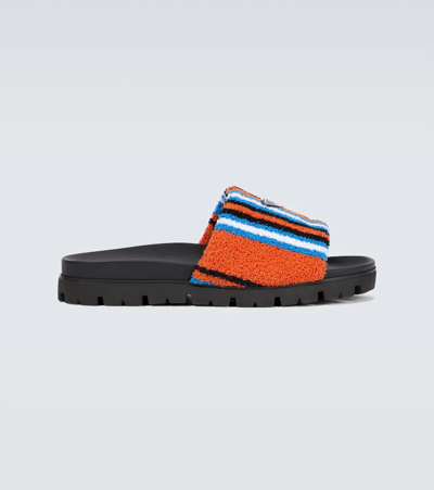 Prada Furry Slides In Orange