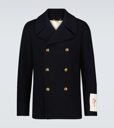 Golden Goose Dark Blue Double-breasted Blazer With Gold Buttons In Black