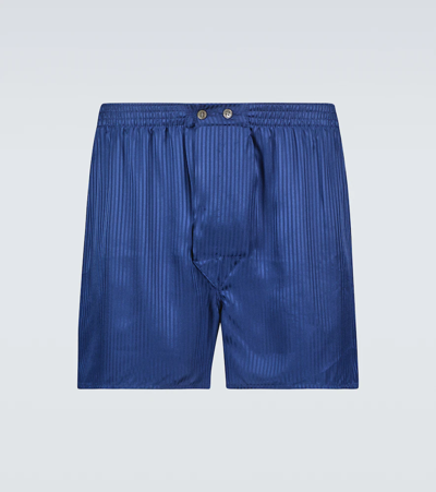 Derek Rose Woburn Silk Boxer Shorts In Blue
