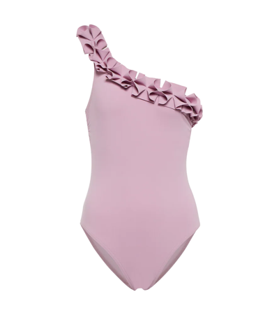 Karla Colletto Ellery One-shoulder Swimsuit In Dusty Pink