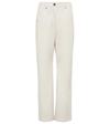 Deveaux Women's Eve Faux Leather Straight-leg Pants In Bone