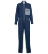 See By Chloé Patchwork Striped Denim Jumpsuit In Denim Blue