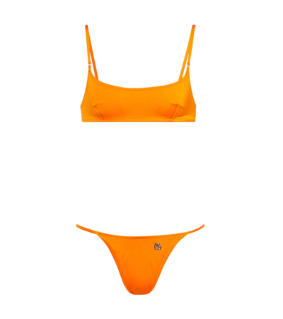 Dolce & Gabbana Logo Bikini In Arancio Scuro