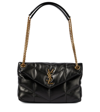 Saint Laurent Loulou Puffer Small Leather Shoulder Bag In Nero Gold