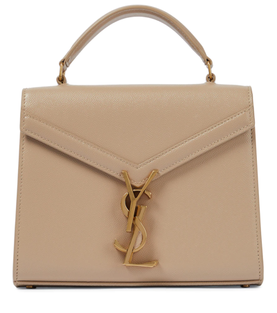 Saint Laurent Cassandra Mini Leather Shoulder Bag In Beige