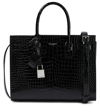 Saint Laurent Baby Sac De Jour Croc-embossed Tote Bag In Nero/nero
