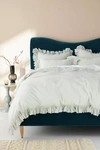 Anthropologie Ruffled Organic Spa Sateen Duvet Cover In Green