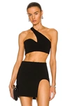 Monot One-shoulder Cropped Top In Black