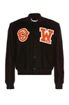 Off-white Black Logo Patch Varsity Jacket In Black & Orange