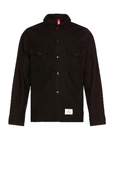 Alpha Industries Cotton Blend Fatigue Shirt Jacket In Black