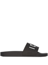 Dsquared2 D-squared2 Mans Black Rubber Slide Sandals With Logo In Schwarz