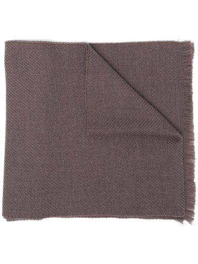 Canali Logo-embroidered Wool Scarf In Brown