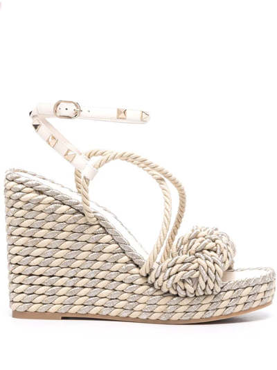 VALENTINO GARAVANI ROCKSTUD WEDGE SANDALS