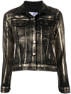 Madison.maison Panelled Foiled-finish Denim Jacket In Brown