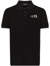 Dsquared2 Slogan Printed Cotton Polo Shirt In Black