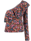 Philosophy Di Lorenzo Serafini One-shoulder Knit Top With Floral Pattern In Braun