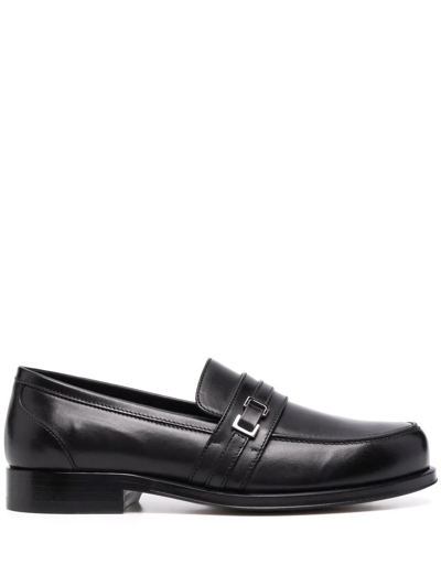 Sergio Rossi Buckle-detail Leather Loafers In Schwarz