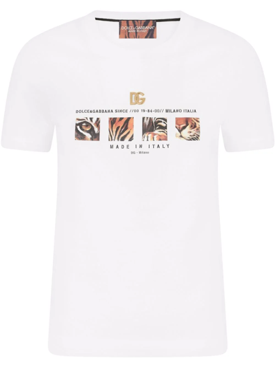 Dolce & Gabbana Tiger Logo-print T-shirt In White