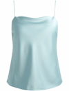 Alice And Olivia Harmon Cowl-neck Drapey Slip Tank In Blue