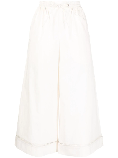 Yves Salomon Wide Leg Cropped Trousers In Neutrals