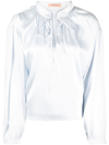 Yves Salomon Tie Neck Blouse In Blue