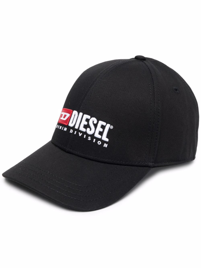 Diesel Red Tag Corry-div Logo-embroidered Cap In Black
