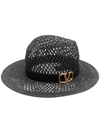 Valentino Black Vlogo Signature Fedora Hat In Schwarz