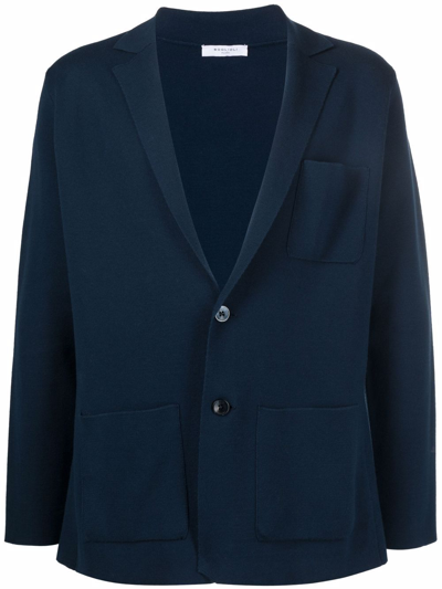 Boglioli Cotton Knit Blazer In Blau