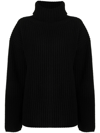 Joseph High-neck Ribbed Wool Jumper In Schwarz